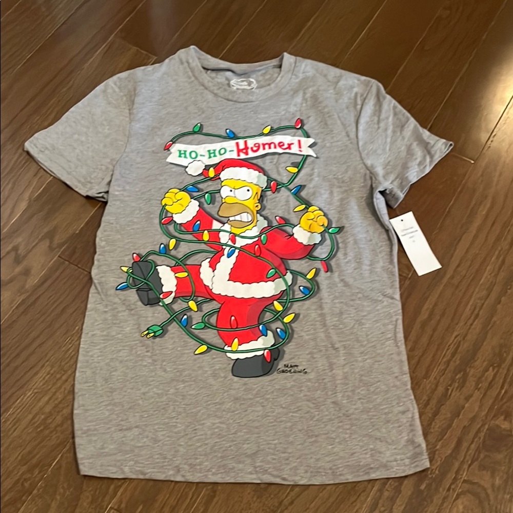 Homer, Simpson Gray T-Shirt with  Cartoon Design size adult small